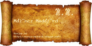 Müncz Medárd névjegykártya